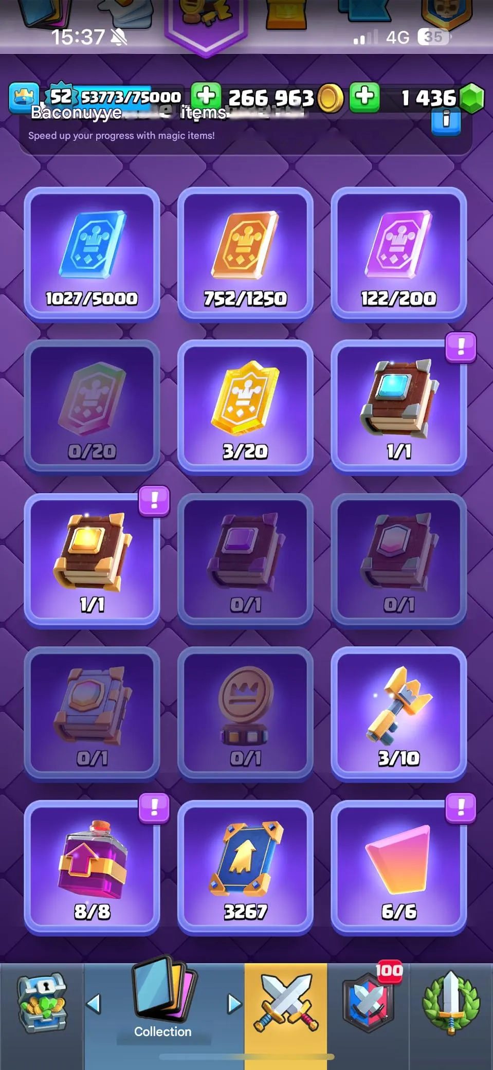 CR514 Top account 8849 trophies, Arena 22 Pancakes, 18 legendary cards, many emotes, rich magic items 